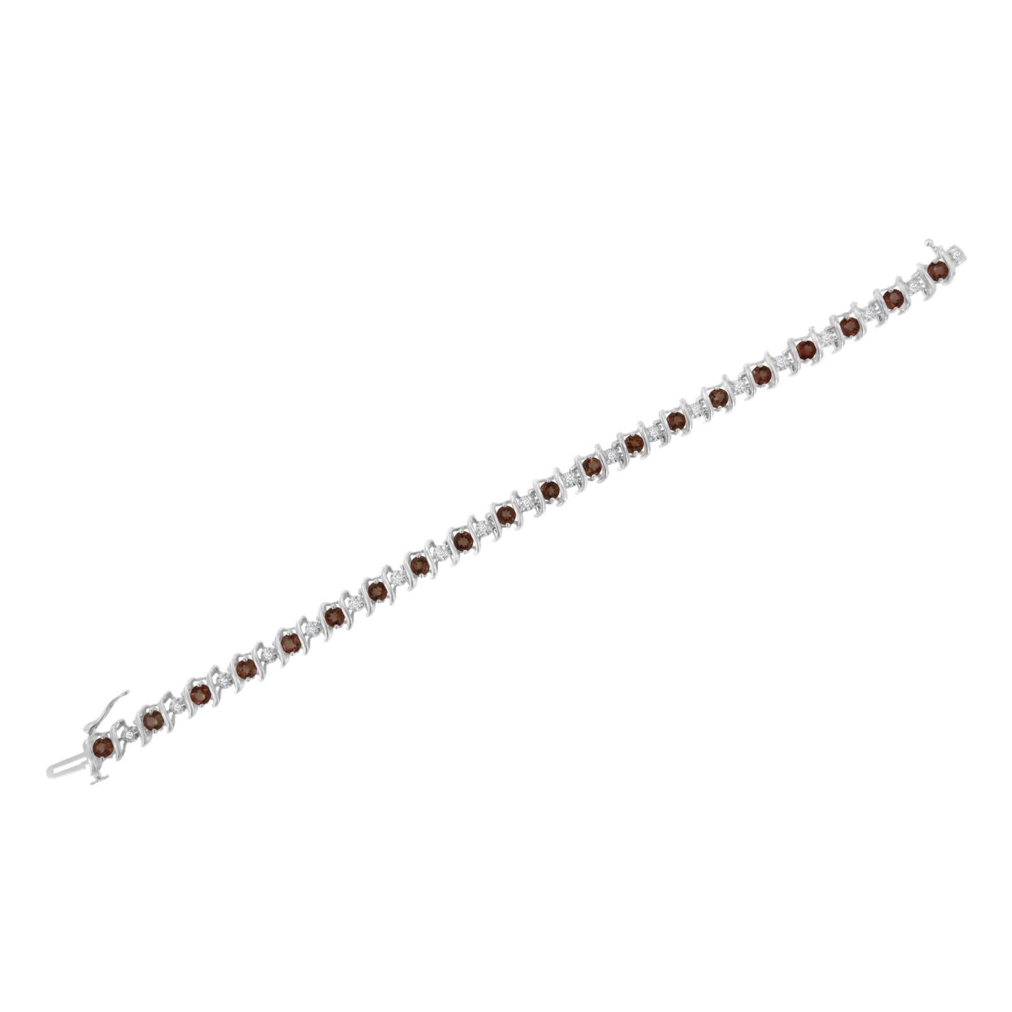 Pulsera de tenis de plata de ley 925 con piedra de nacimiento cultivada en laboratorio y diamantes redondos de 1/6 ct (color HI, claridad I1-I2) - Friggin Jewelry