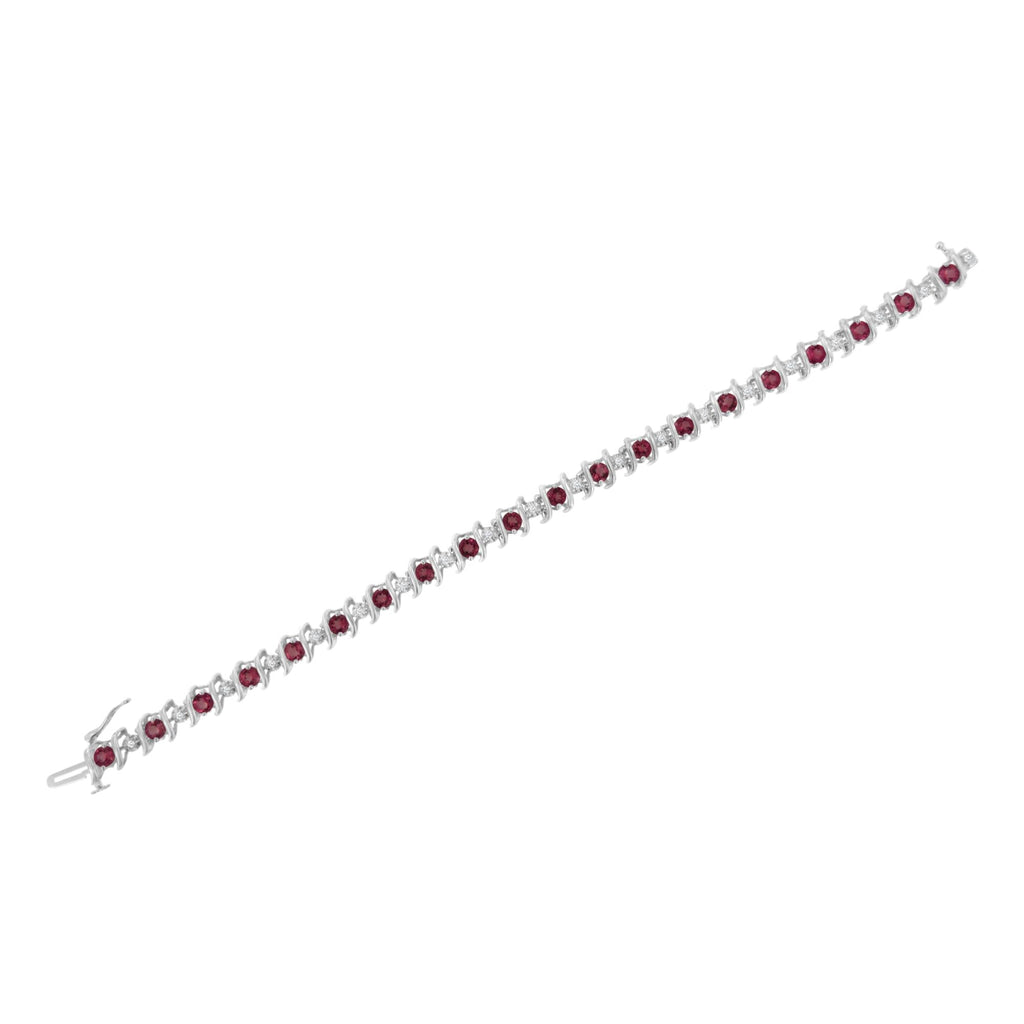 Pulsera de tenis de plata de ley 925 con piedra de nacimiento cultivada en laboratorio y diamantes redondos de 1/6 ct (color HI, claridad I1-I2) - Friggin Jewelry