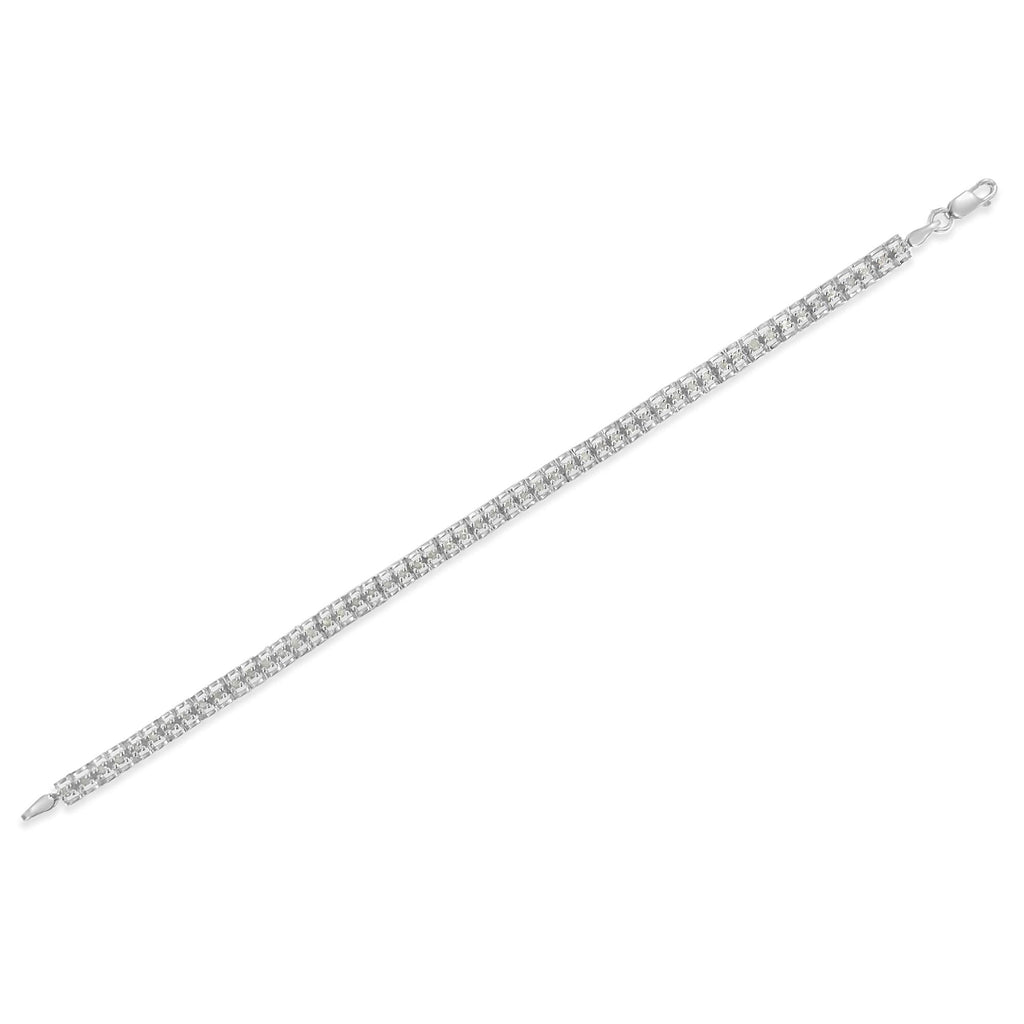 Pulsera de tenis de 18 cm con doble eslabón de diamantes en plata de ley 925 (color IJ, claridad I3) - Friggin Jewelry