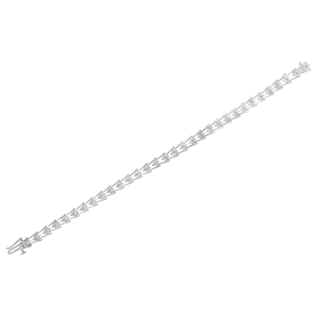 .925 Sterling Silver 1/4 cttw Miracle Set Diamond Sleek and Open "V"Bracelet (I-J Color, I3 Clarity) -7.5" - Friggin Jewelry