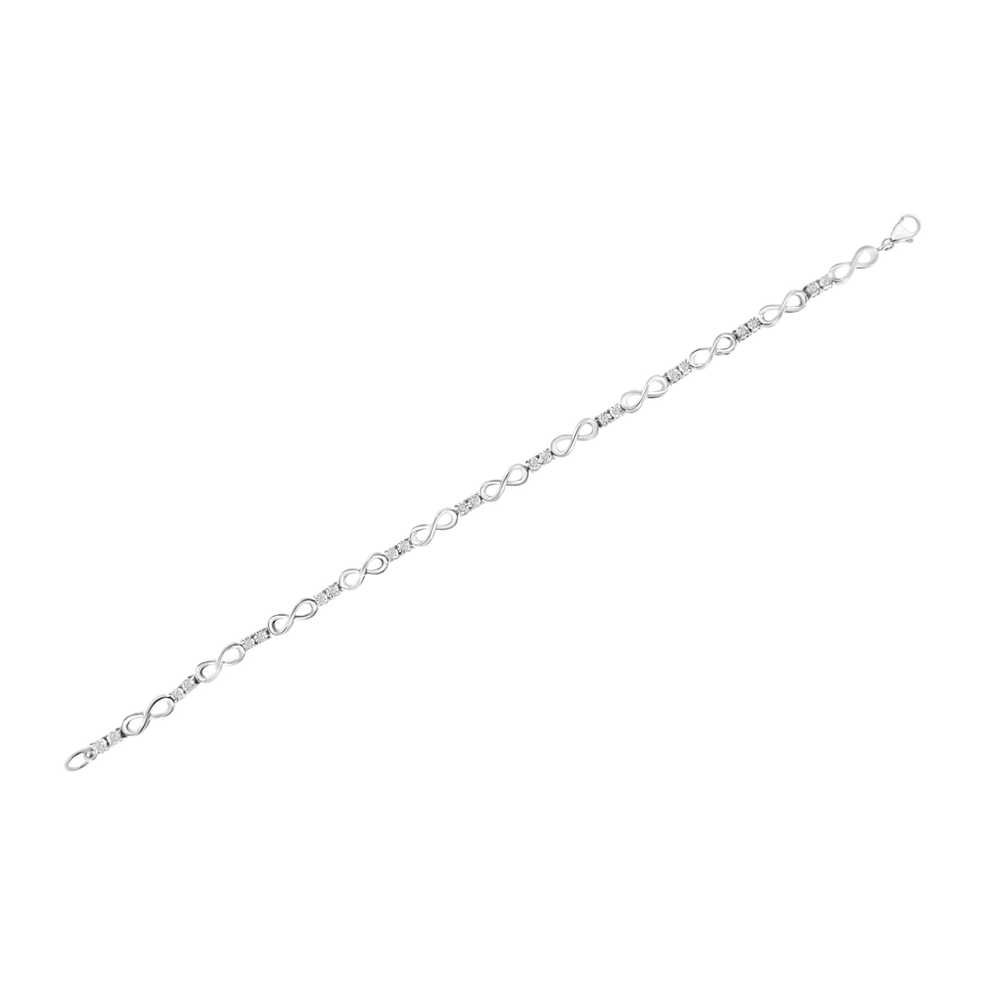 .925 Sterling Silver 1/4 cttw Miracle Set Diamond Infinity Link Bracelet (I-J Color, I3-Promo Clarity) - 7.25" - Friggin Jewelry