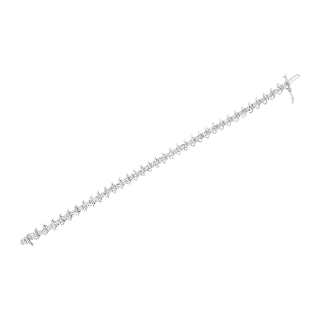 .925 Sterling Silver 1 cttw Prong-Set Diamond Link Bracelet (I-J, I1-I2) - 7.25" - Friggin Jewelry