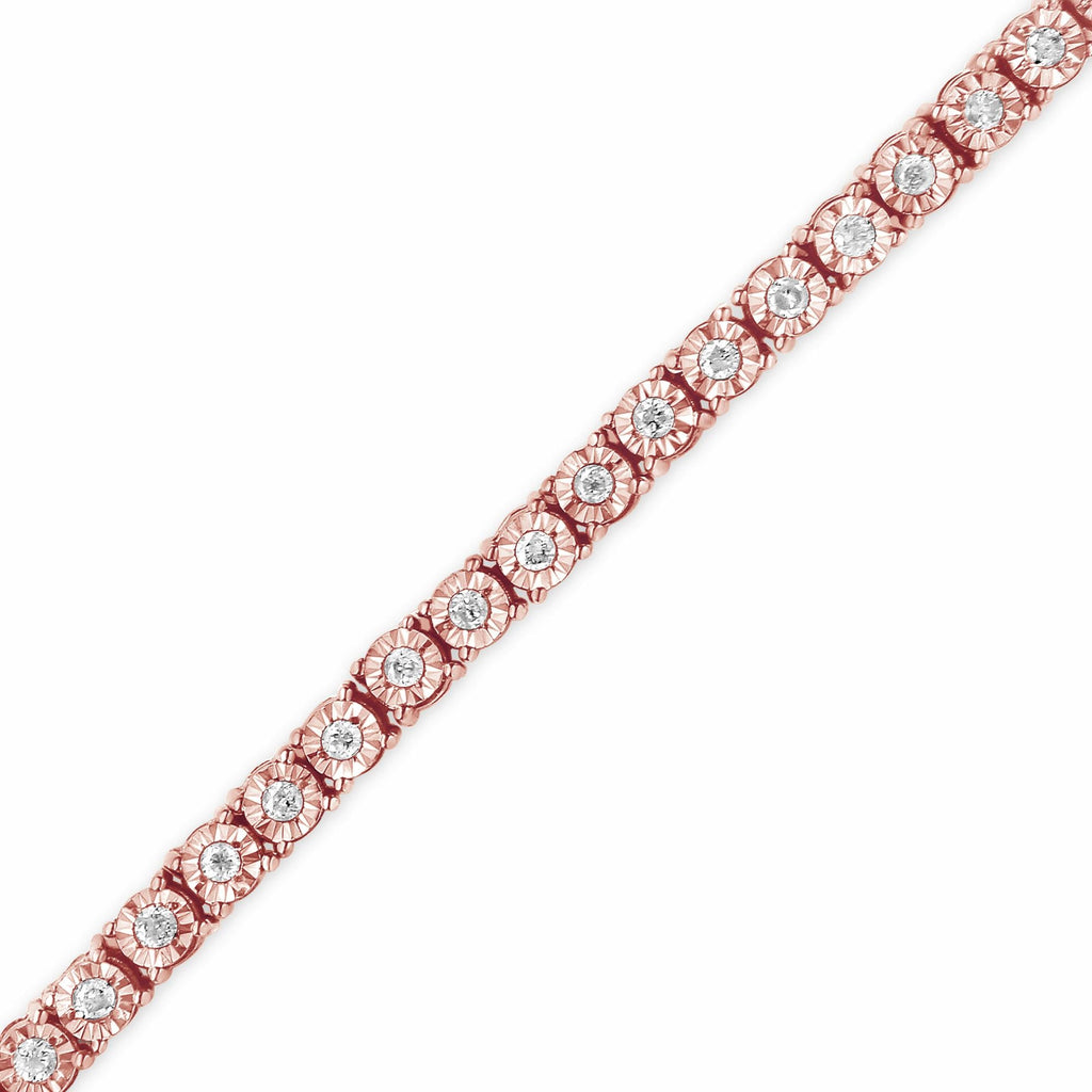 Bracciale tennis in argento sterling 925 con diamanti taglio brillante da 1,0 ct e montatura a sfaccettato (colore IJ, purezza I3) - Friggin Jewelry