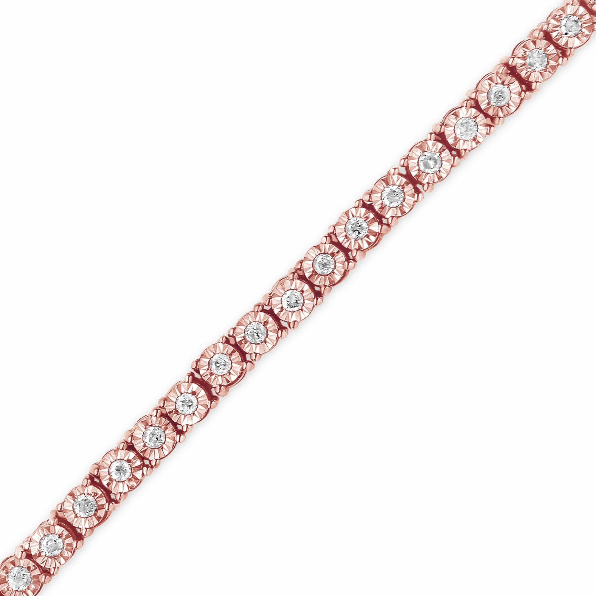 Bracciale tennis in argento sterling 925 con diamanti taglio brillante da 1,0 ct e montatura a sfaccettato (colore IJ, purezza I3) - Friggin Jewelry