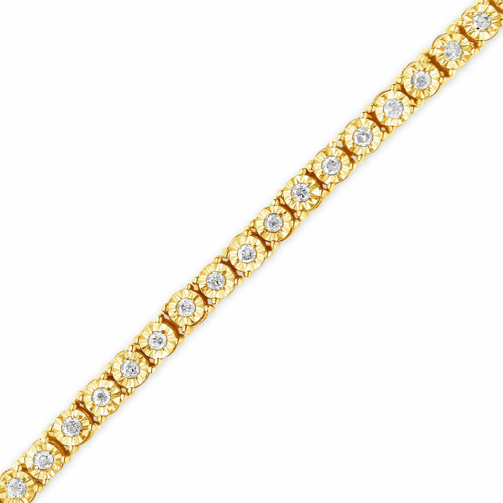 Bracciale tennis in argento sterling 925 con diamanti taglio brillante da 1,0 ct e montatura a sfaccettato (colore IJ, purezza I3) - Friggin Jewelry