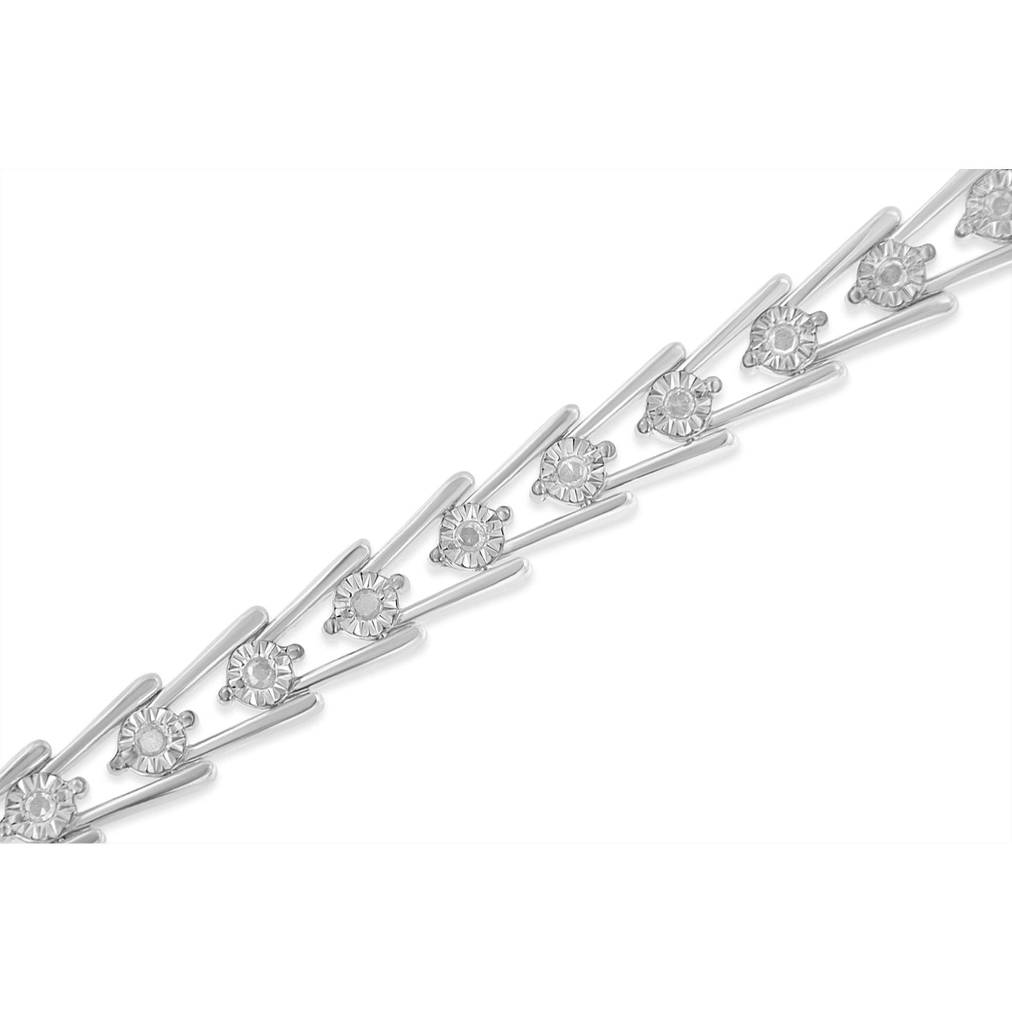 Pulsera de eslabones ondulados con diamantes en plata de ley (0,5 cts, color IJ, claridad I3) - Friggin Jewelry