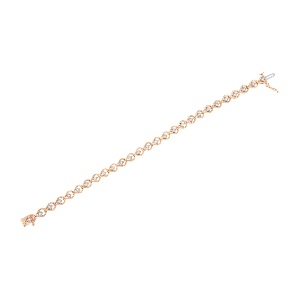 Pulsera de eslabones de 18 cm en forma de lágrima con diamantes de 1/4 ct engastados milagros en plata de ley 925 (color IJ, claridad I3) - Friggin Jewelry