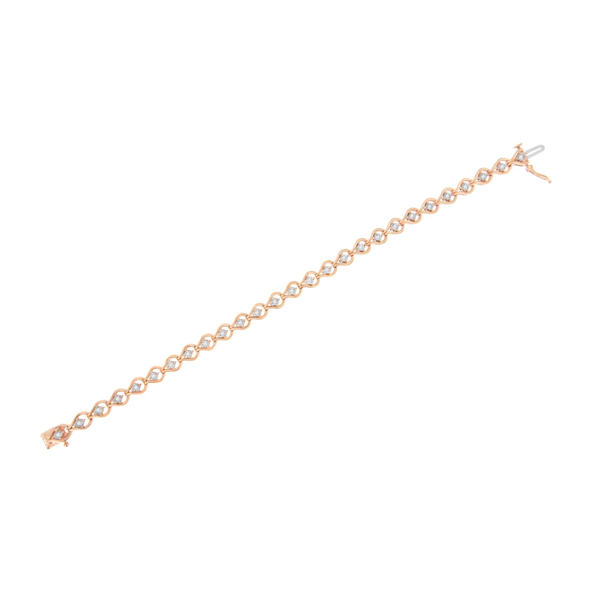 Pulsera de eslabones de 18 cm en forma de lágrima con diamantes de 1/4 ct engastados milagros en plata de ley 925 (color IJ, claridad I3) - Friggin Jewelry