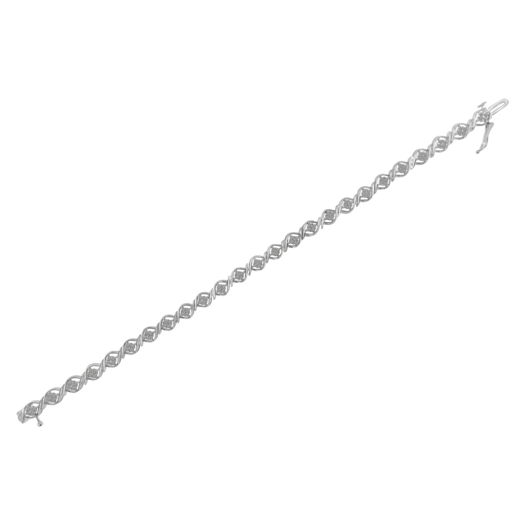 Sterling Silver Diamond Cluster Link Bracelet (1 cttw, I-J Color, I2-I3 Clarity) - Friggin Jewelry
