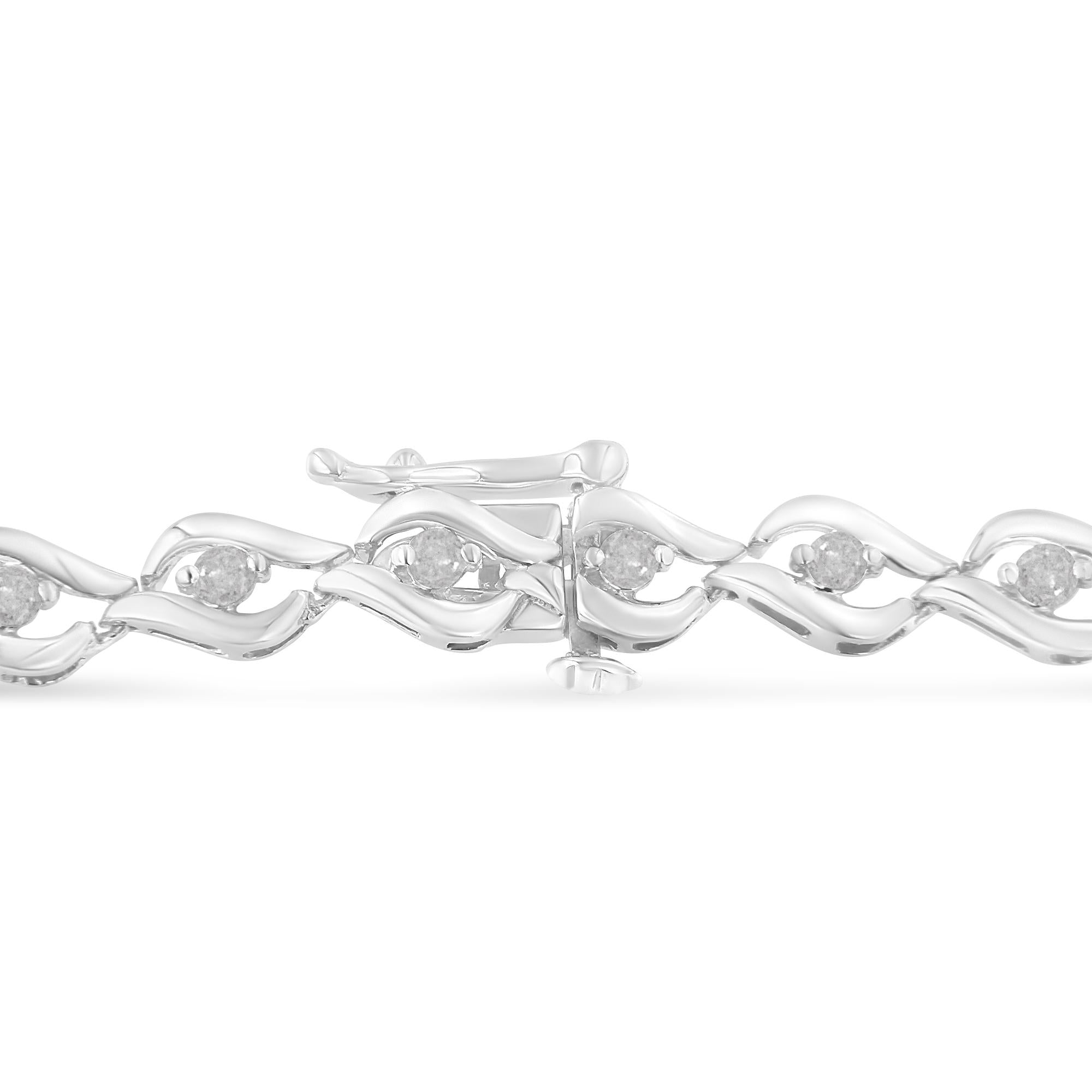 .925 Sterling Silver 1/2 Cttw Rose Cut Diamond Almond Shape Link Tennis Bracelet (I-J Color, I3 Clarity) - 7”  - Friggin Jewelry