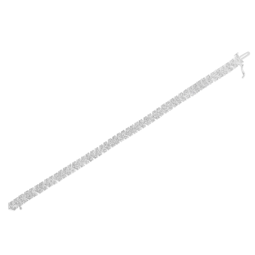 .925 Sterling Silver 2.0 Cttw Diamond Miracle-Set Nested Chevron Link 7" Tennis Bracelet (I-J Color, I3 Clarity) - Friggin Jewelry