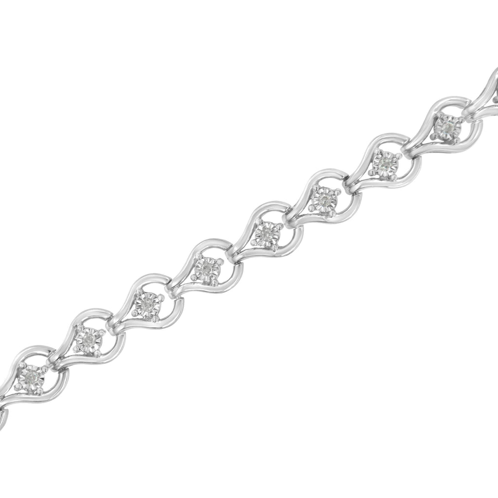 Sterling Silver Diamond Link Bracelet (1/4 cttw, I-J Color, I2-I3 Clarity) - Friggin Jewelry