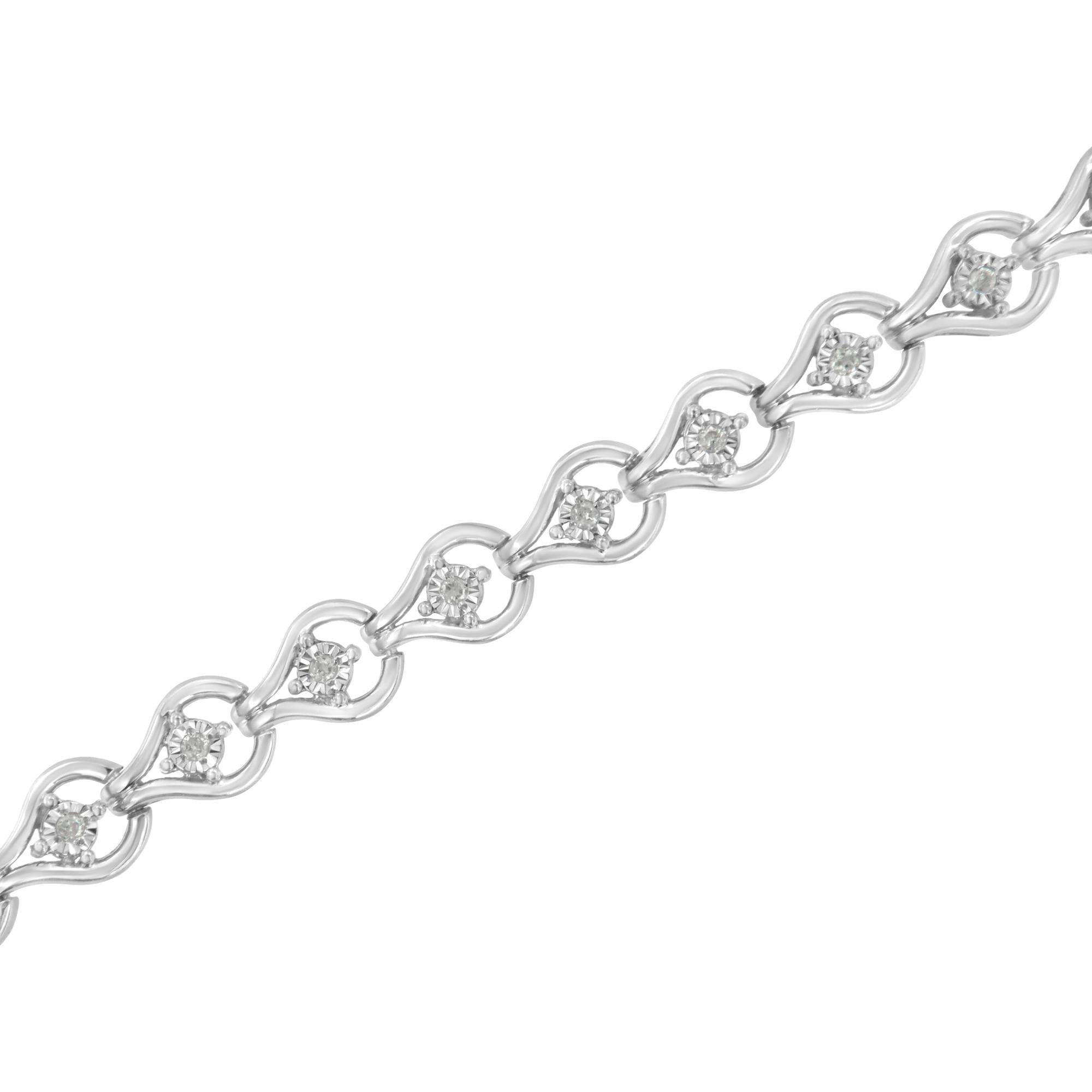 Sterling Silver Diamond Link Bracelet (1/4 cttw, I-J Color, I2-I3 Clarity) - Friggin Jewelry