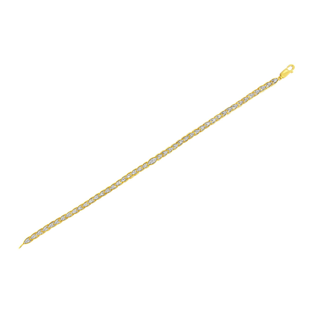 10K Yellow Gold Plated .925 Sterling Silver 1 cttw Prong-Set Diamond Pear Shape Link Bracelet (I-J Color, I1-I2 Clarity) - 7.25" - Friggin Jewelry