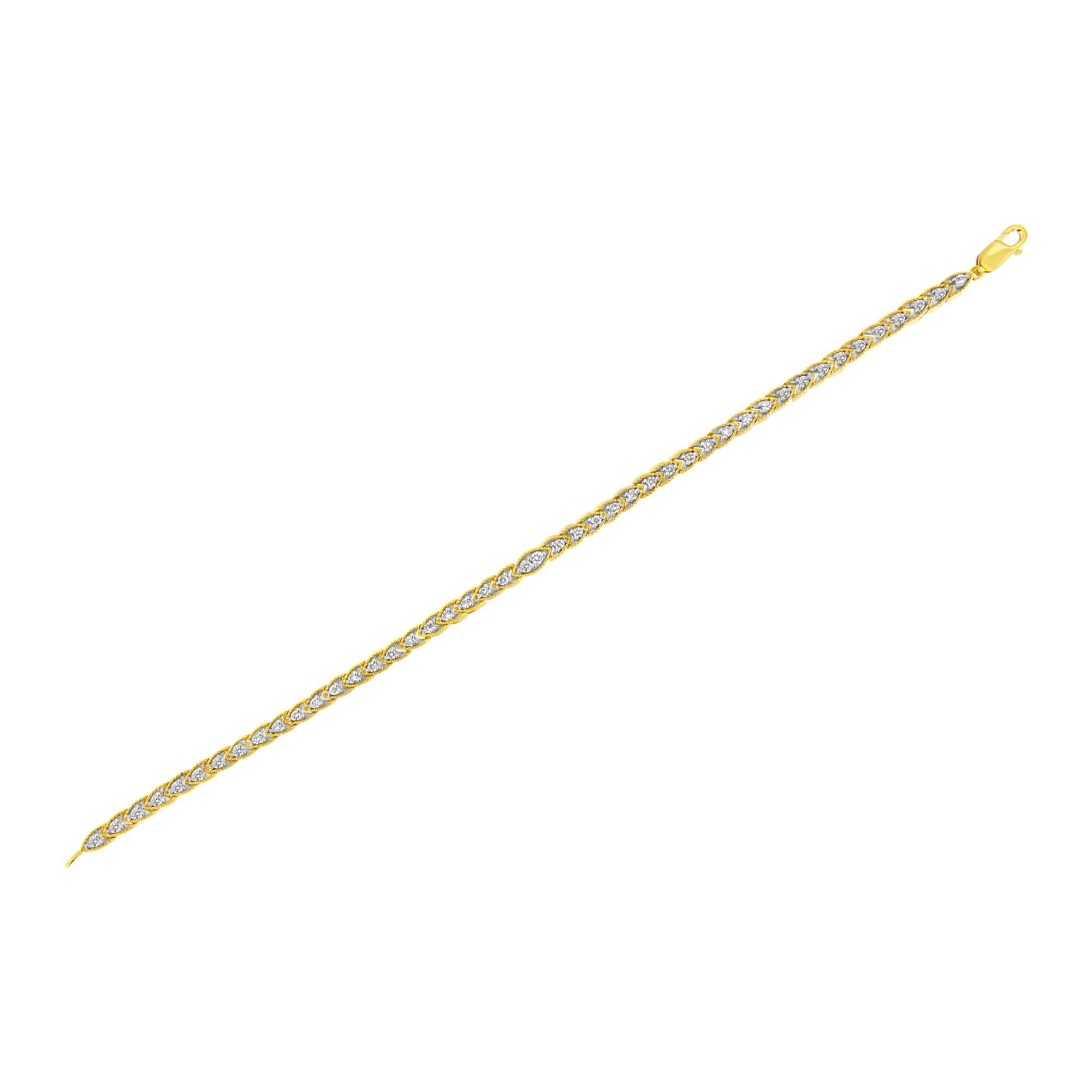 10K Yellow Gold Plated .925 Sterling Silver 1 cttw Prong-Set Diamond Pear Shape Link Bracelet (I-J Color, I1-I2 Clarity) - 7.25" - Friggin Jewelry