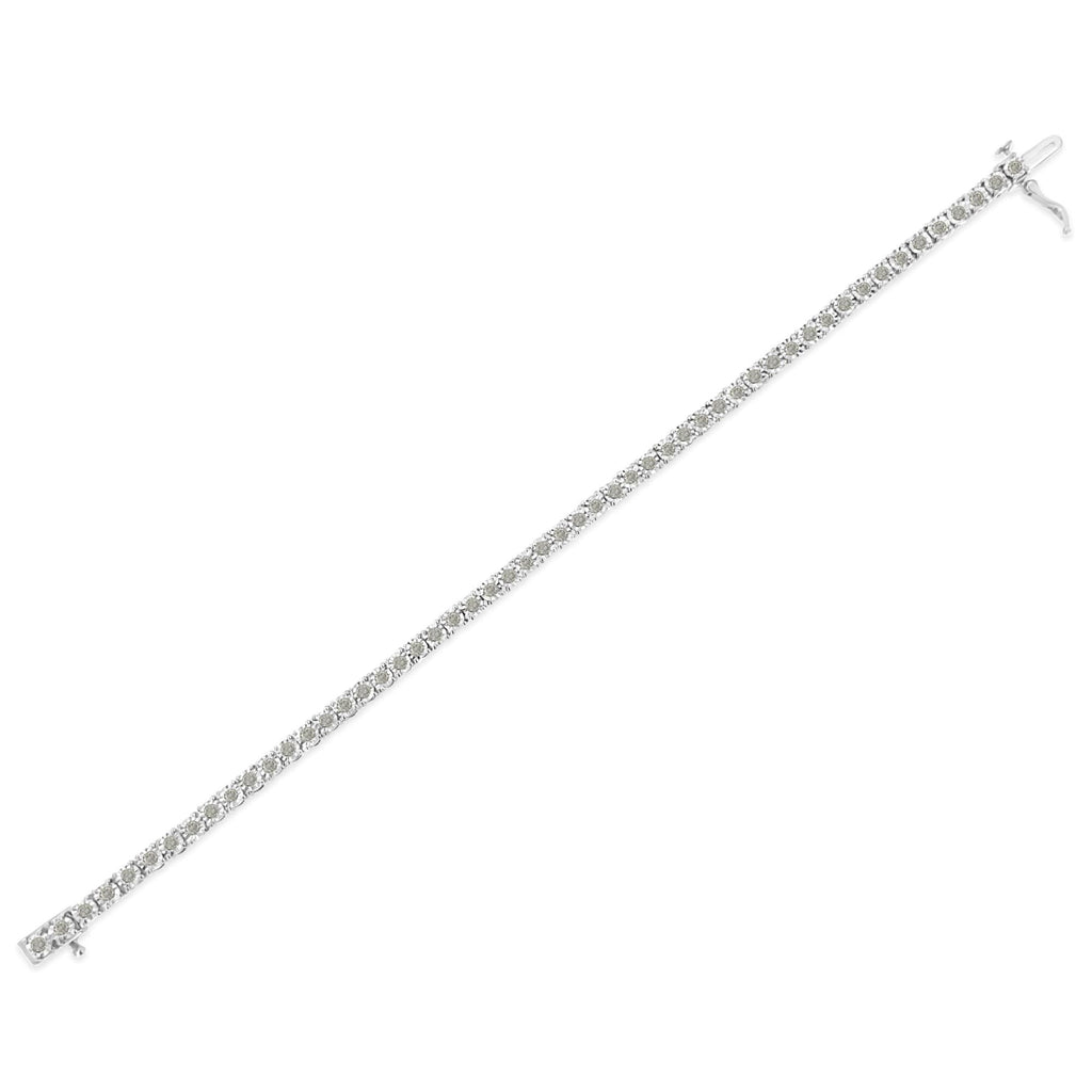 Pulsera de tenis de plata de ley 925 con placa milagrosa de diamantes de 3,0 quilates (color IJ, claridad I3) - 18 cm - Friggin Jewelry