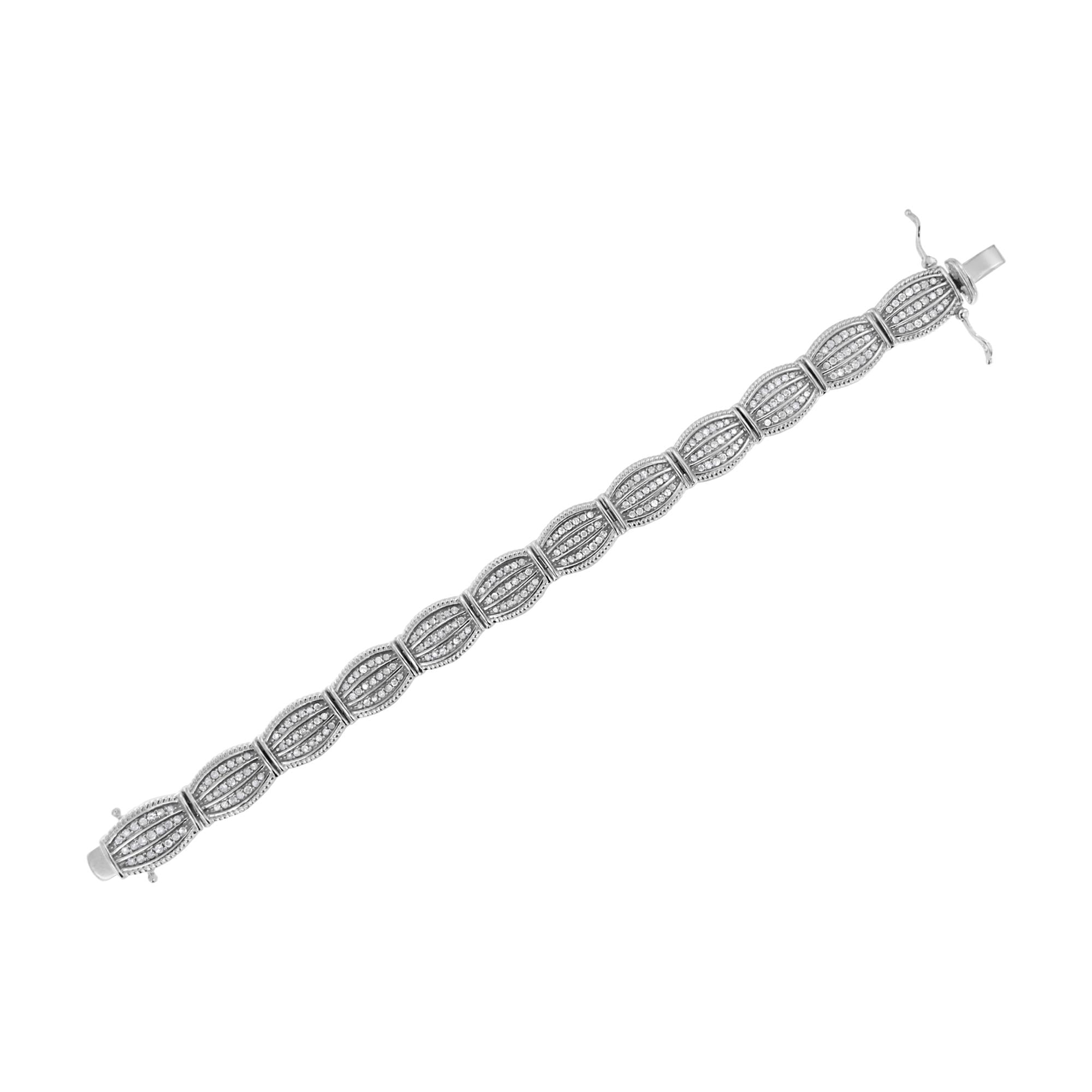 Pulsera de eslabones estilo art déco con diamantes de 3 quilates en plata de ley 925 (IJ, I2-I3) - Talla 7,25" - Friggin Jewelry