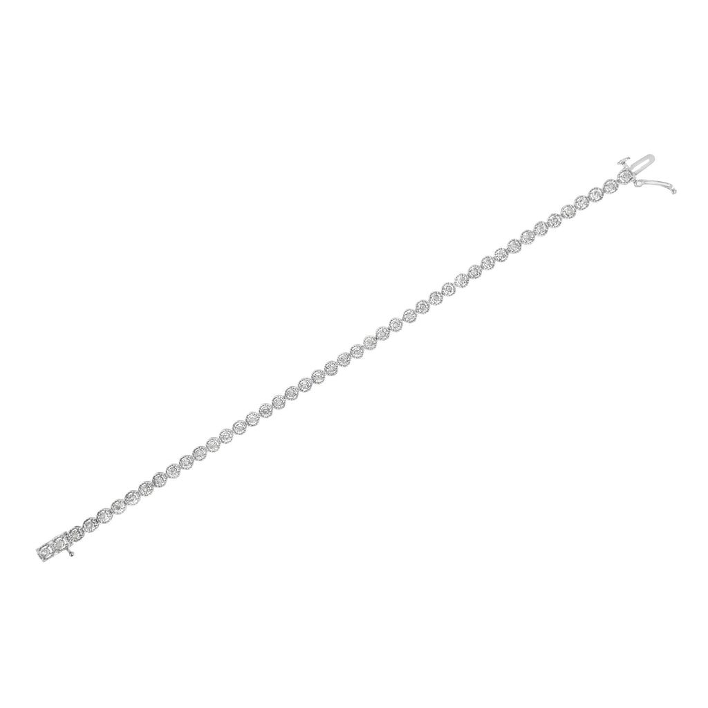 Pulsera de eslabones con bisel de diamantes redondos engastados milagrosos de 1/2 ct en plata esterlina 925 (color IJ, claridad I2-I3) - 7,25" - Friggin Jewelry