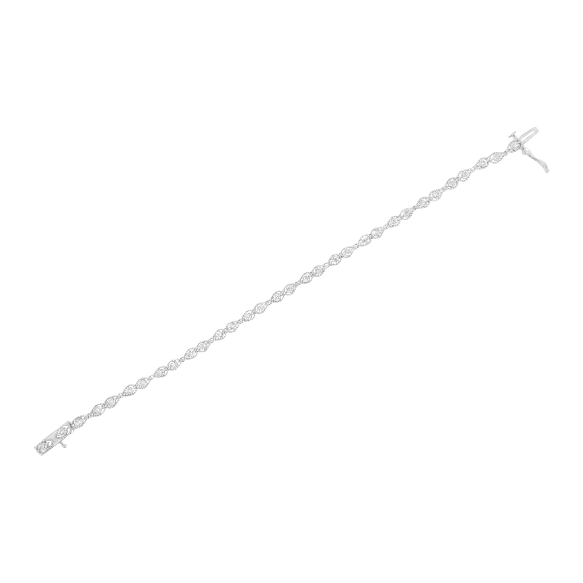 Pulsera de eslabones en forma de pera con diamantes engastados milagros de 1/2 ct en plata esterlina 925 (color IJ, claridad I3) - Talla 7,25" - Friggin Jewelry