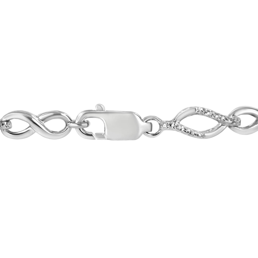 Bracciale in argento sterling 925 con maglie alternate a forma di infinito e a forma di pera e diamanti (colore IJ, purezza I3) - 7,25 pollici - Friggin Jewelry