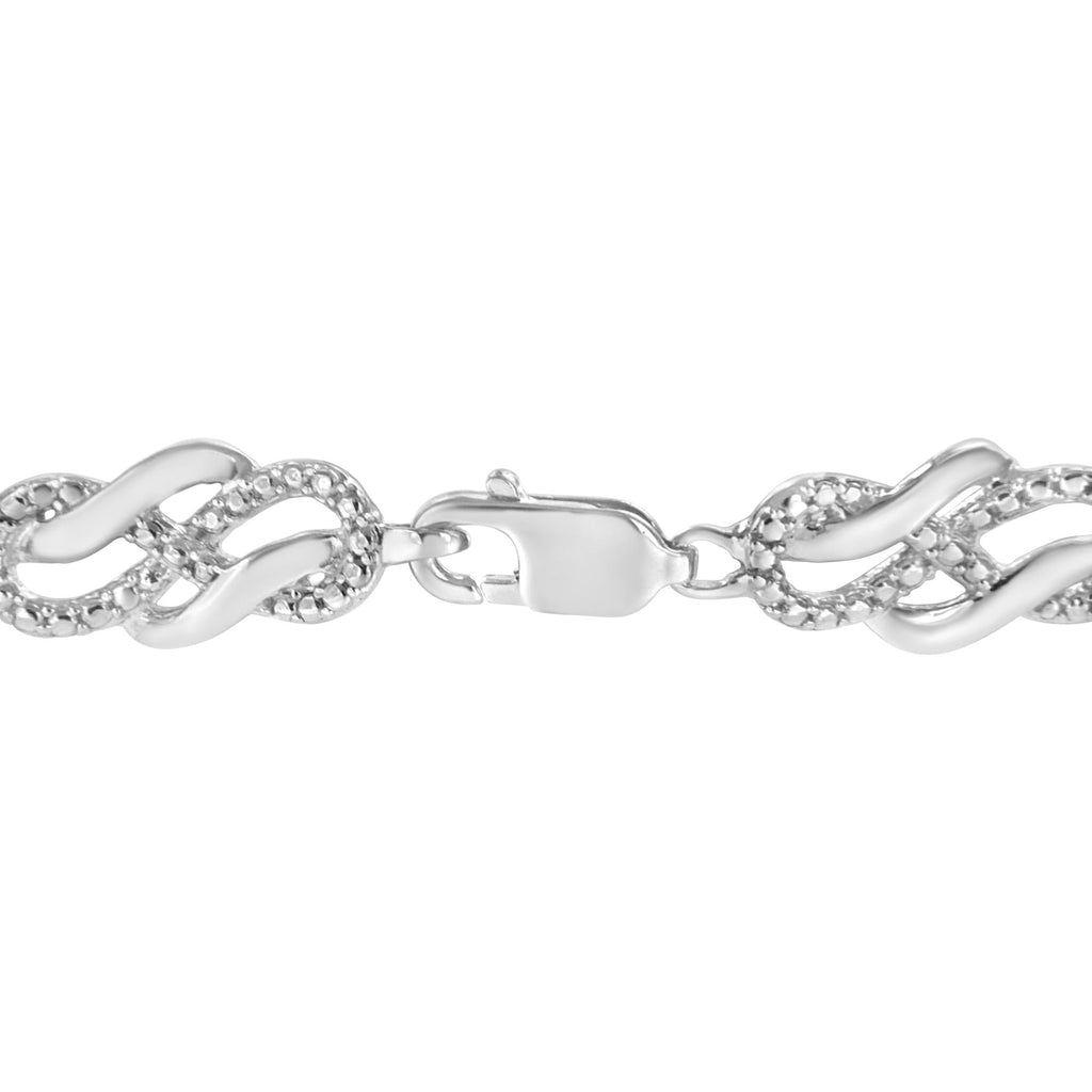 .925 Sterling Silver Prong Set Diamond Accent Infinity Weave Link 7.25" Bracelet (I-J Color, I3 Clarity) - Friggin Jewelry