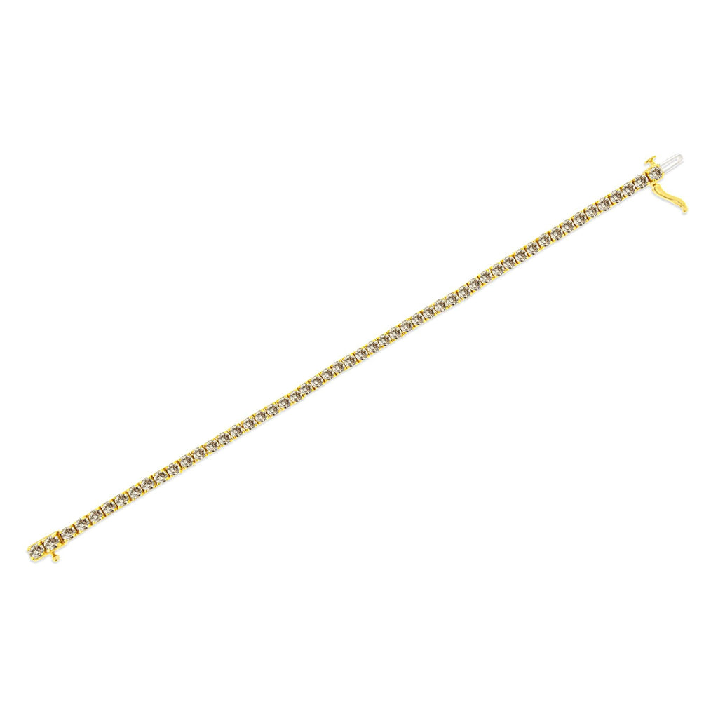 Bracciale tennis classico a maglie in argento sterling 925 placcato oro giallo 14 carati con diamanti da 8,0 ct (colore KL, purezza I2-I3) - 7-1/4" - Friggin Jewelry