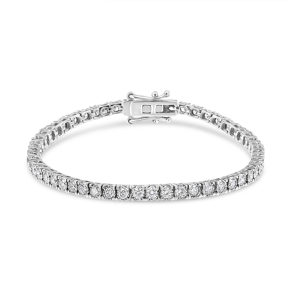 14K White Gold 3.0 Cttw Miracle Set Round-Cut Lab Grown Diamond Illusion 7" Tennis Bracelet (F-G Color, VS2-SI1 Clarity) - Friggin Jewelry