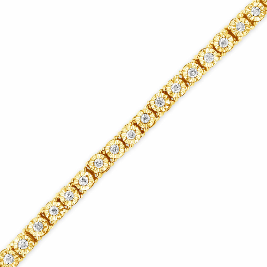 Bracciale tennis in argento sterling 925 con diamanti taglio brillante da 1,0 ct e montatura a sfaccettato (colore IJ, purezza I3) - Friggin Jewelry