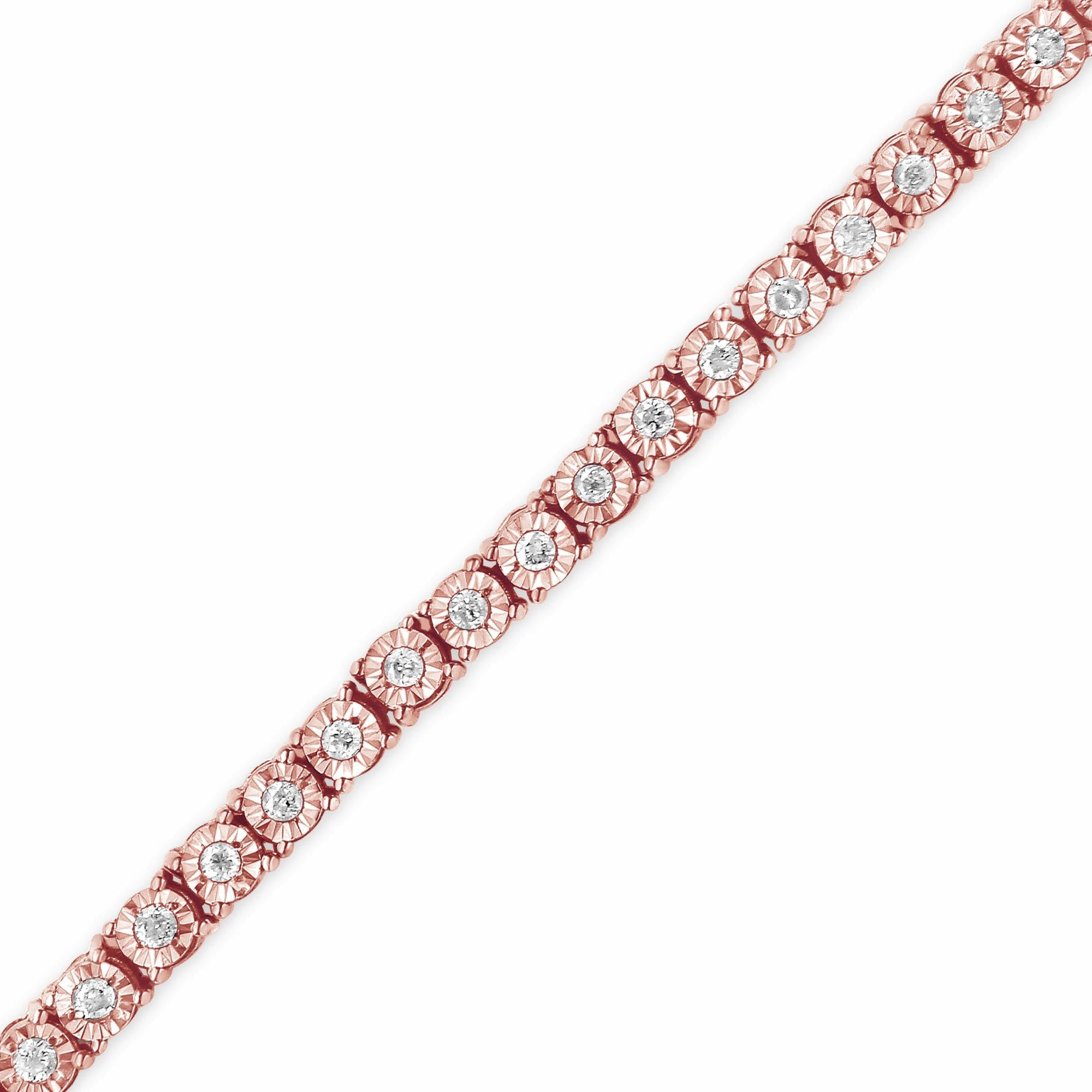 Bracciale tennis in argento sterling 925 con diamanti taglio brillante da 1,0 ct e montatura a sfaccettato (colore IJ, purezza I3) - Friggin Jewelry