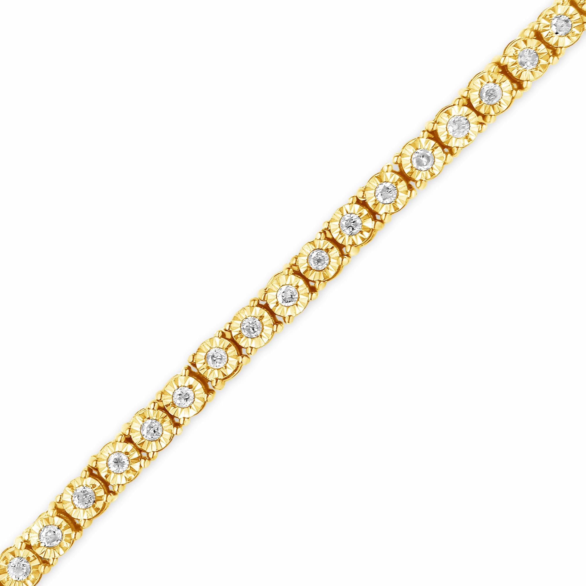 Bracciale tennis in argento sterling 925 con diamanti taglio brillante da 1,0 ct e montatura a sfaccettato (colore IJ, purezza I3) - Friggin Jewelry