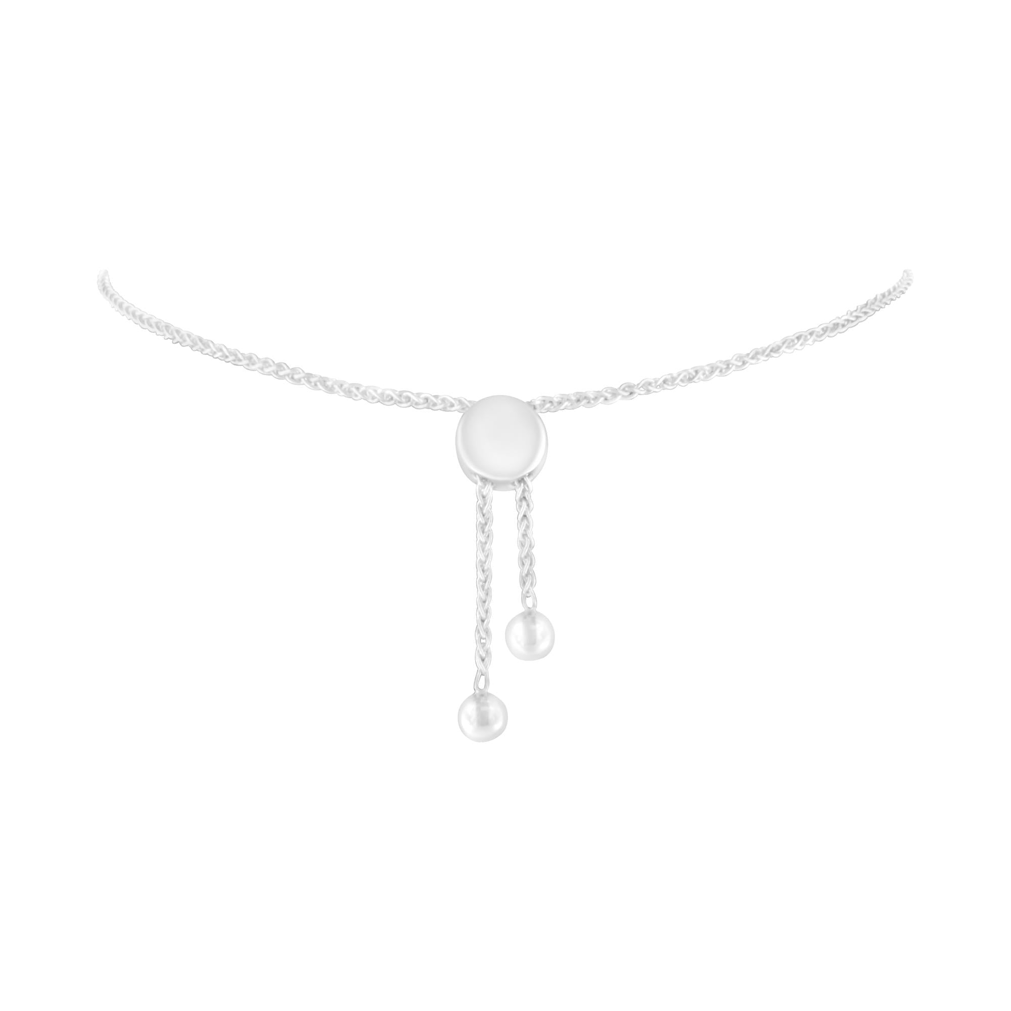 Sterling Silver Diamond Woven Heart Bolo Bracelet (0.1 cttw, H-I Color, I2-I3 Clarity) - Friggin Jewelry