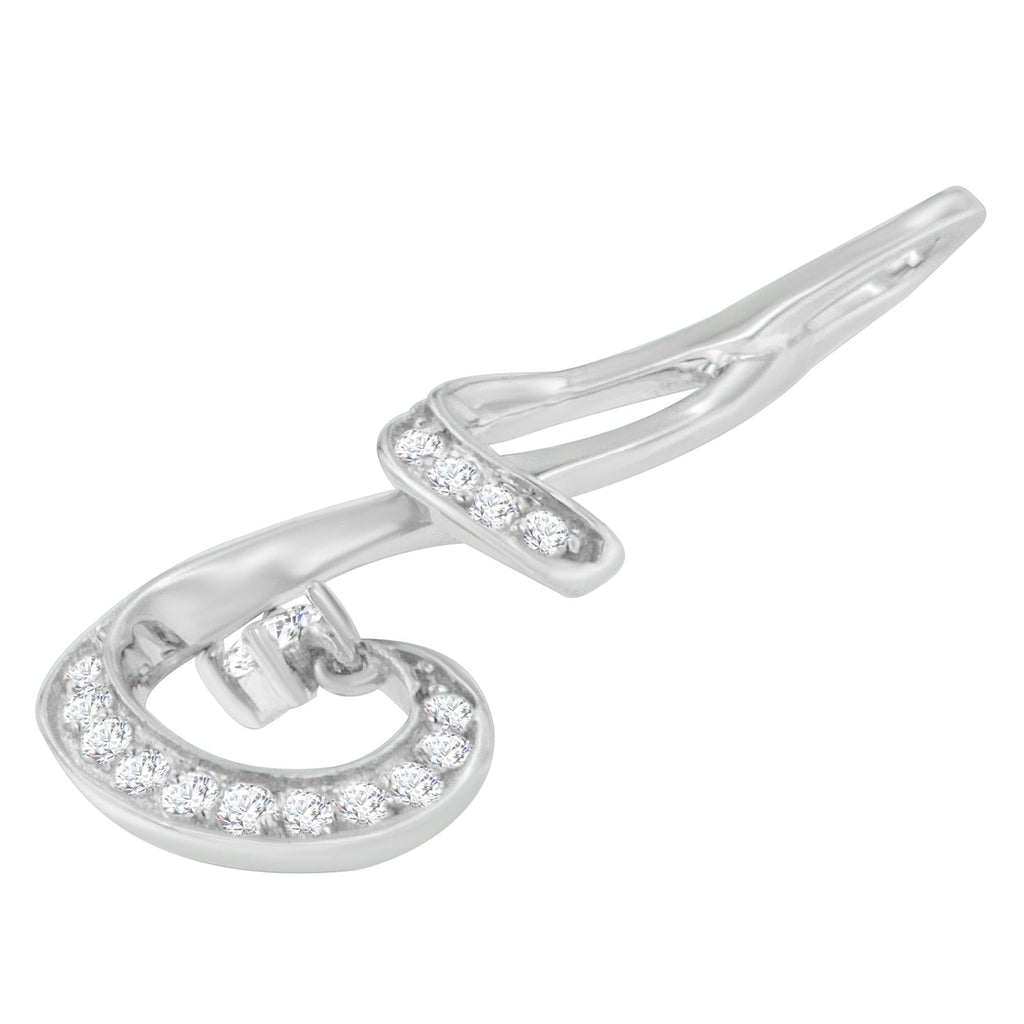 Collar Espira de oro blanco de 10 quilates con espiral de diamantes de talla brillante de 1/5 quilates y 18" (color JK, claridad I2-I3) - Friggin Jewelry