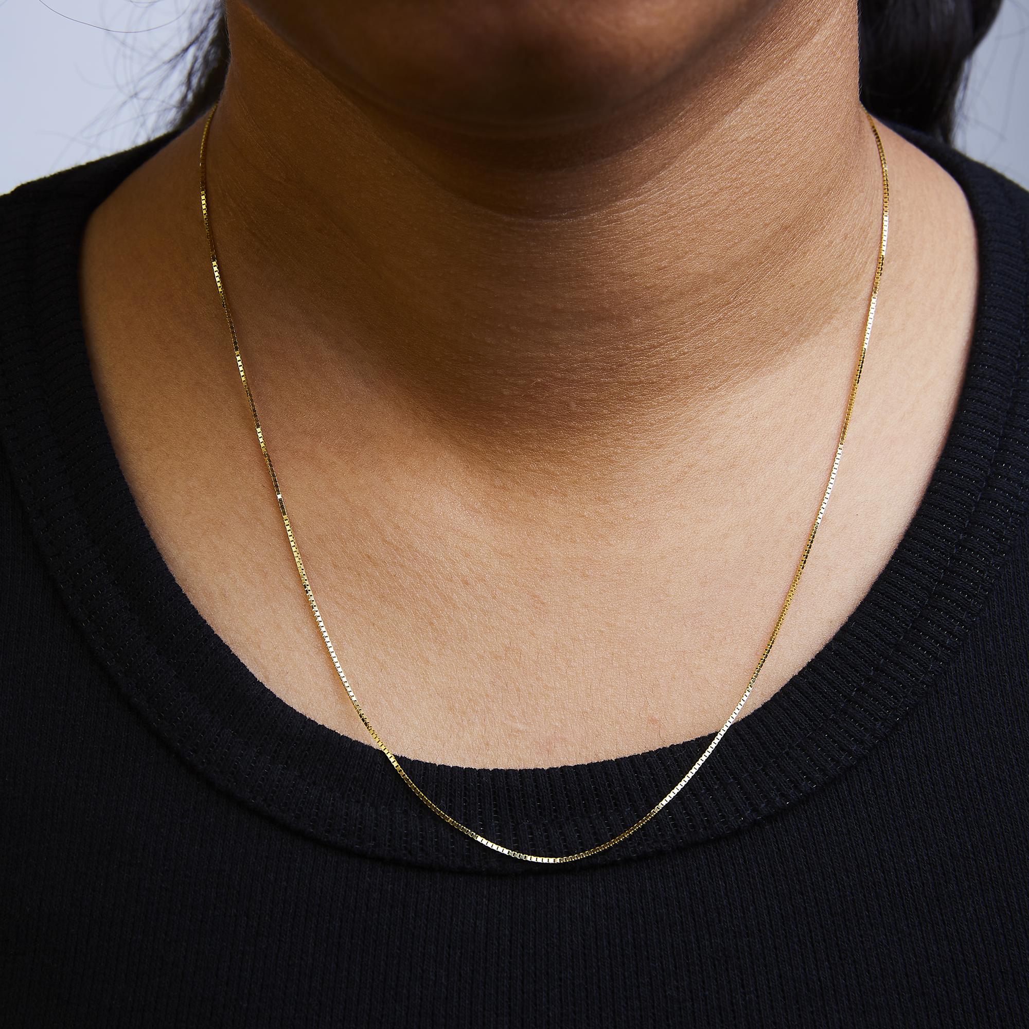 Unisex Solid 14K Gold 0.75mm Classic Box Chain Necklace - Friggin Jewelry