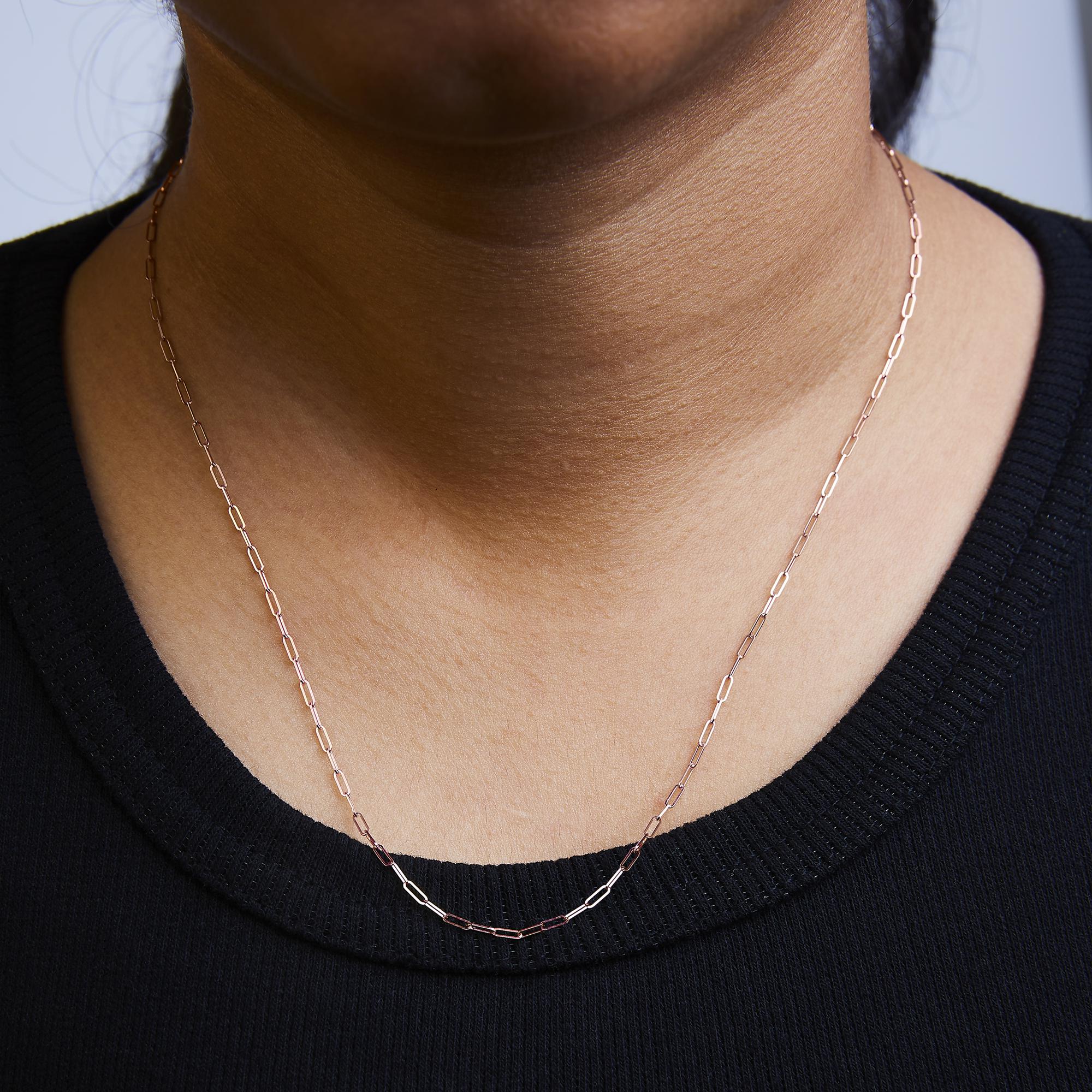Unisex Solid 14K Gold 1.5mm Paperclip Chain Necklace - Choice of Length and Metal Color - Friggin Jewelry