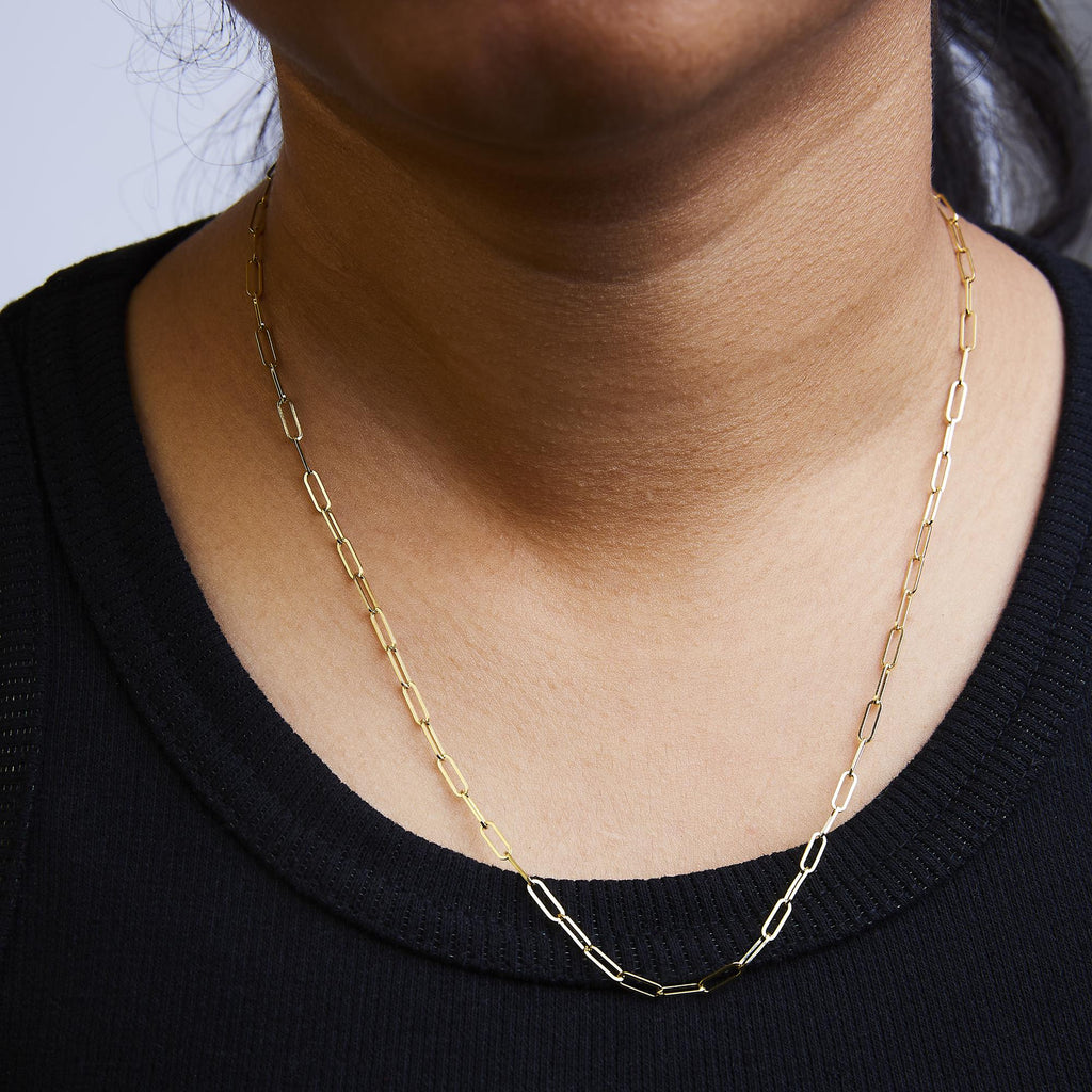 Unisex Solid 14K Gold 2.5mm Paperclip Chain Necklace - Friggin Jewelry