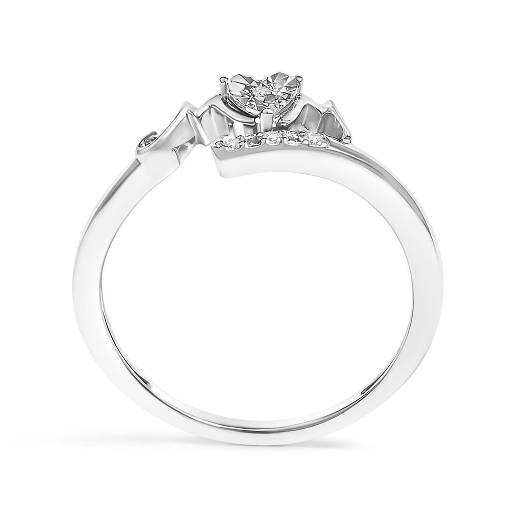 .925 Sterling Silver Diamond Accent "MOM" Heart Ring (J-K Color, I2-I3 Clarity) - Mom - Friggin Jewelry