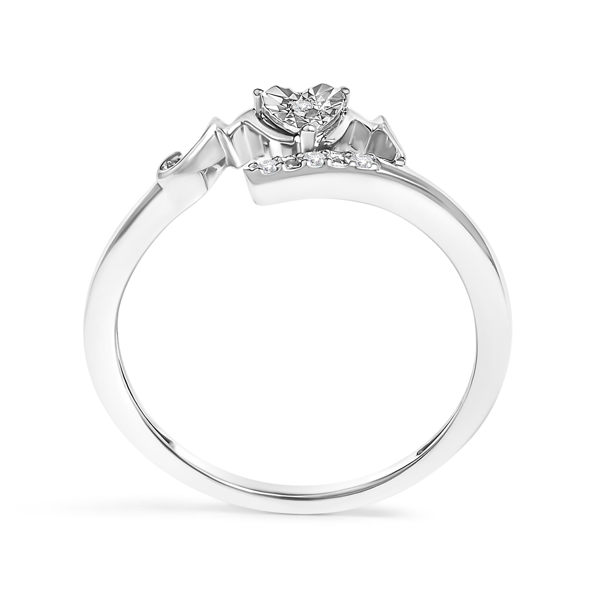 .925 Sterling Silver Diamond Accent "MOM" Heart Ring (J-K Color, I2-I3 Clarity) - Mom - Friggin Jewelry