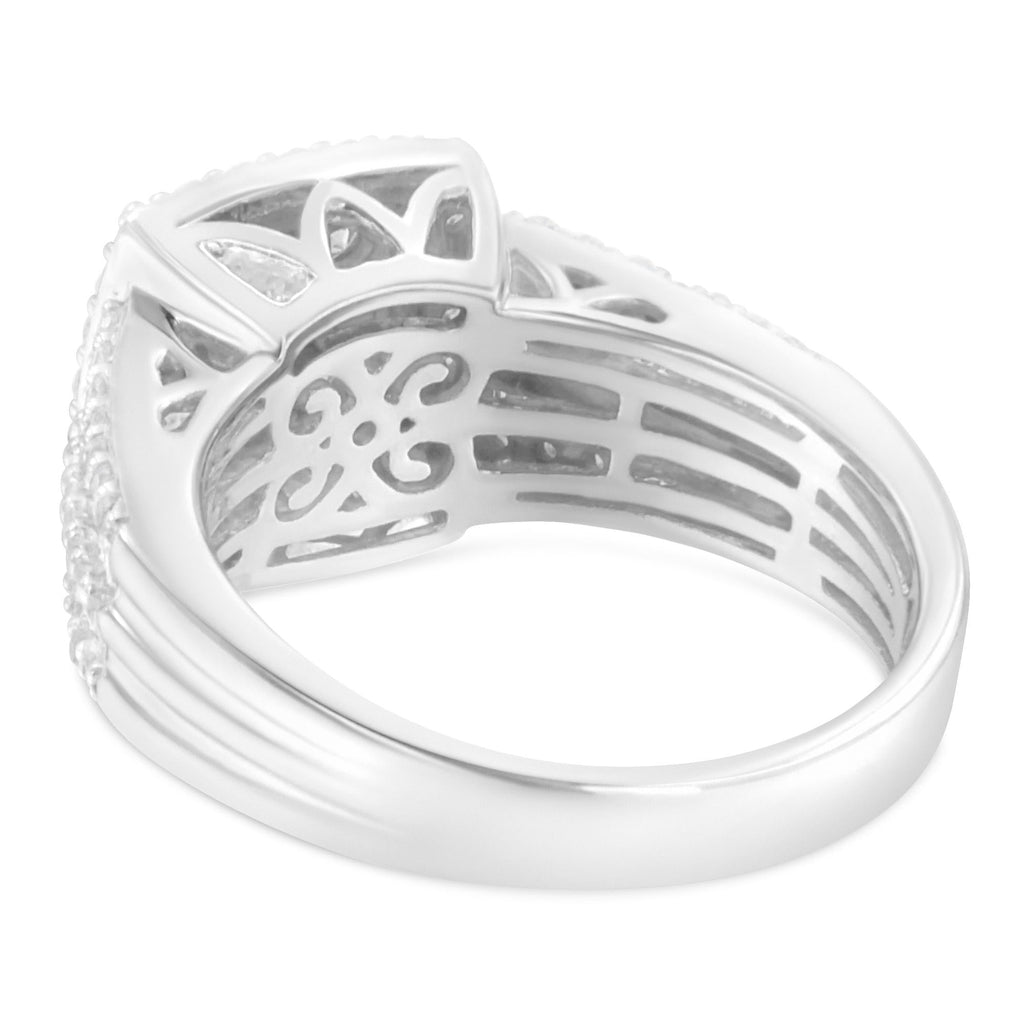 Anello con diamanti in oro bianco 10 carati (1 carato, colore HI, purezza I1-I2) - Friggin Jewelry