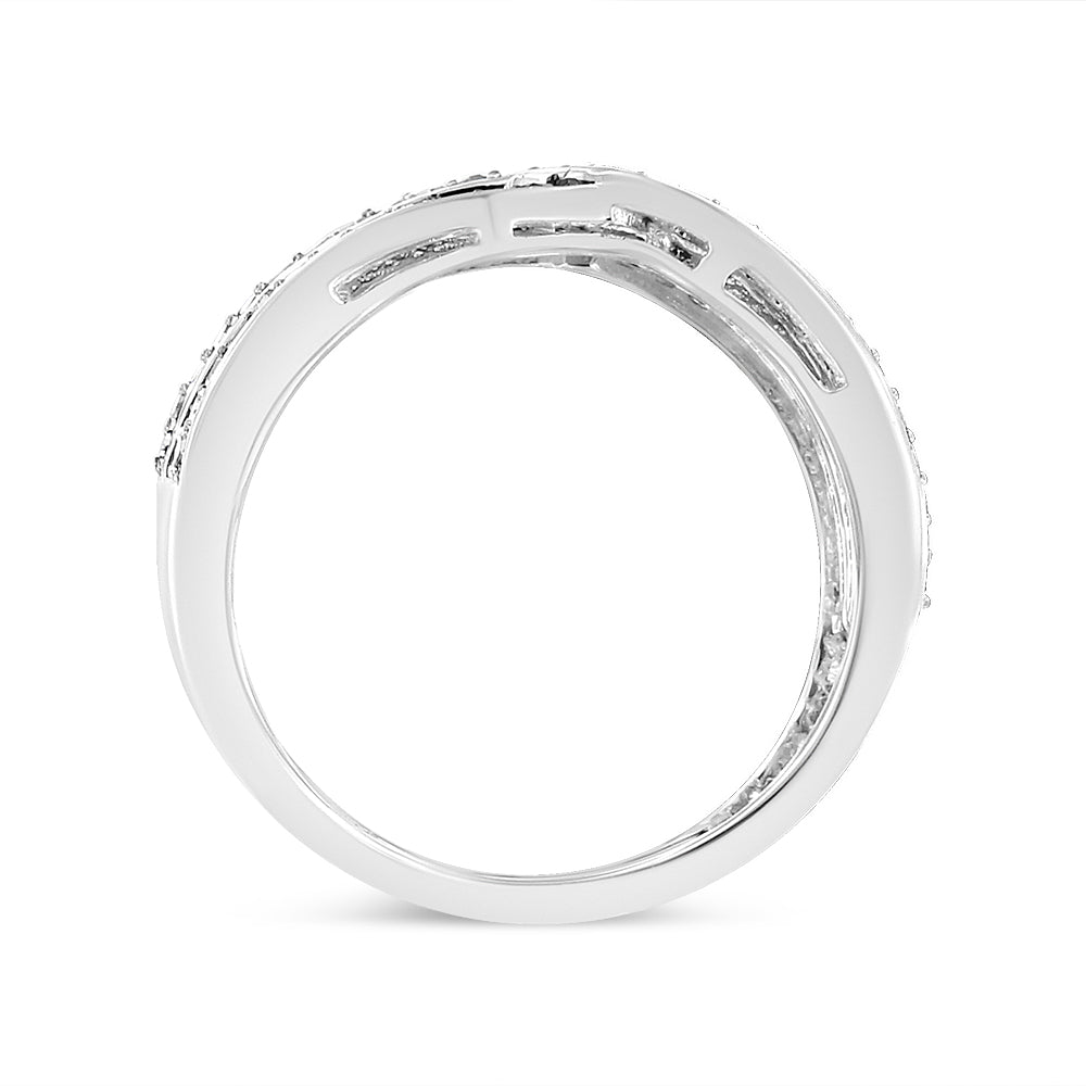 .925 Sterling Silver 1/2 Cttw Diamond Multi-Row Bypass Band Ring (I-J Color, I3 Clarity) - Friggin Jewelry