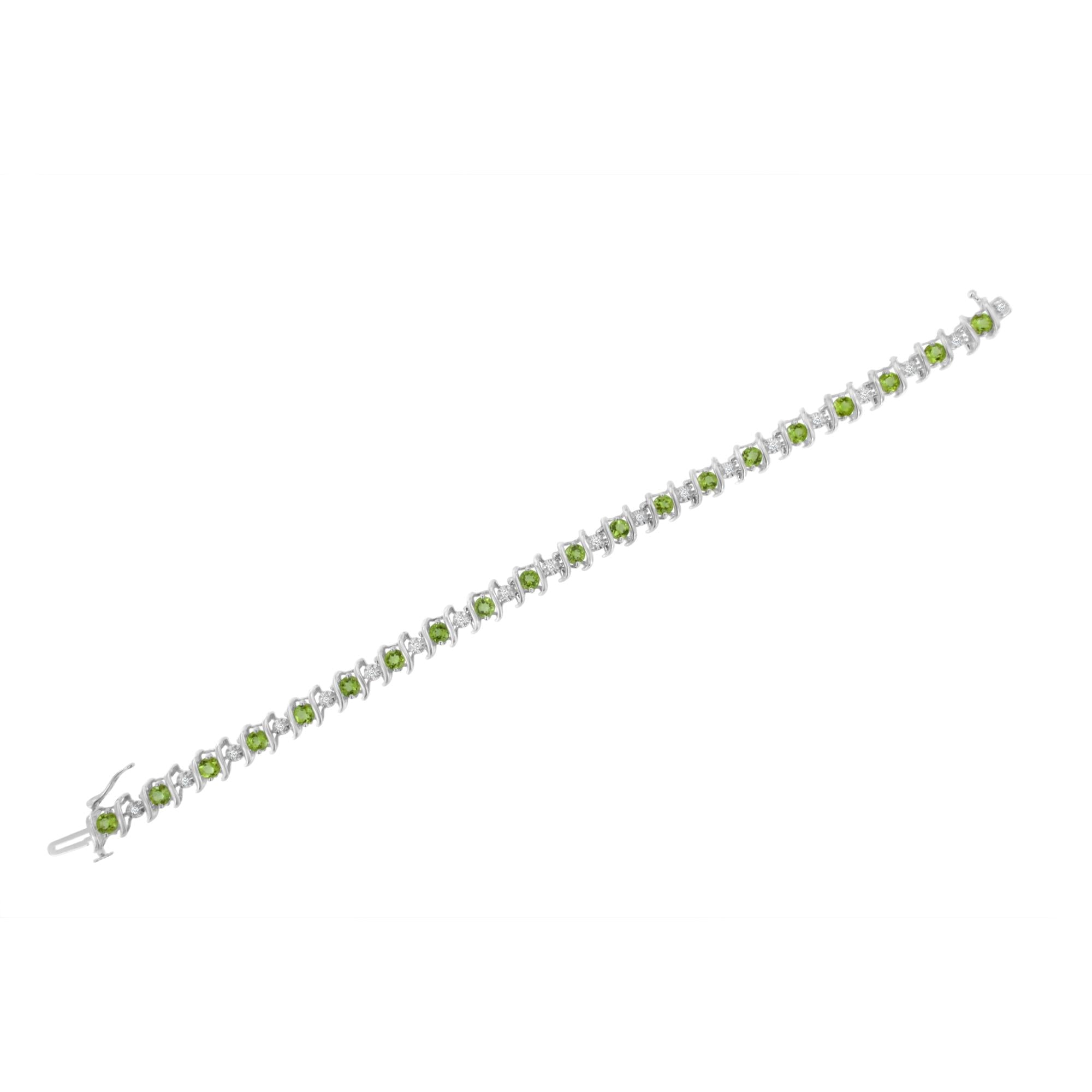 Pulsera de tenis de plata de ley 925 con piedra de nacimiento cultivada en laboratorio y diamantes redondos de 1/6 ct (color HI, claridad I1-I2) - Friggin Jewelry