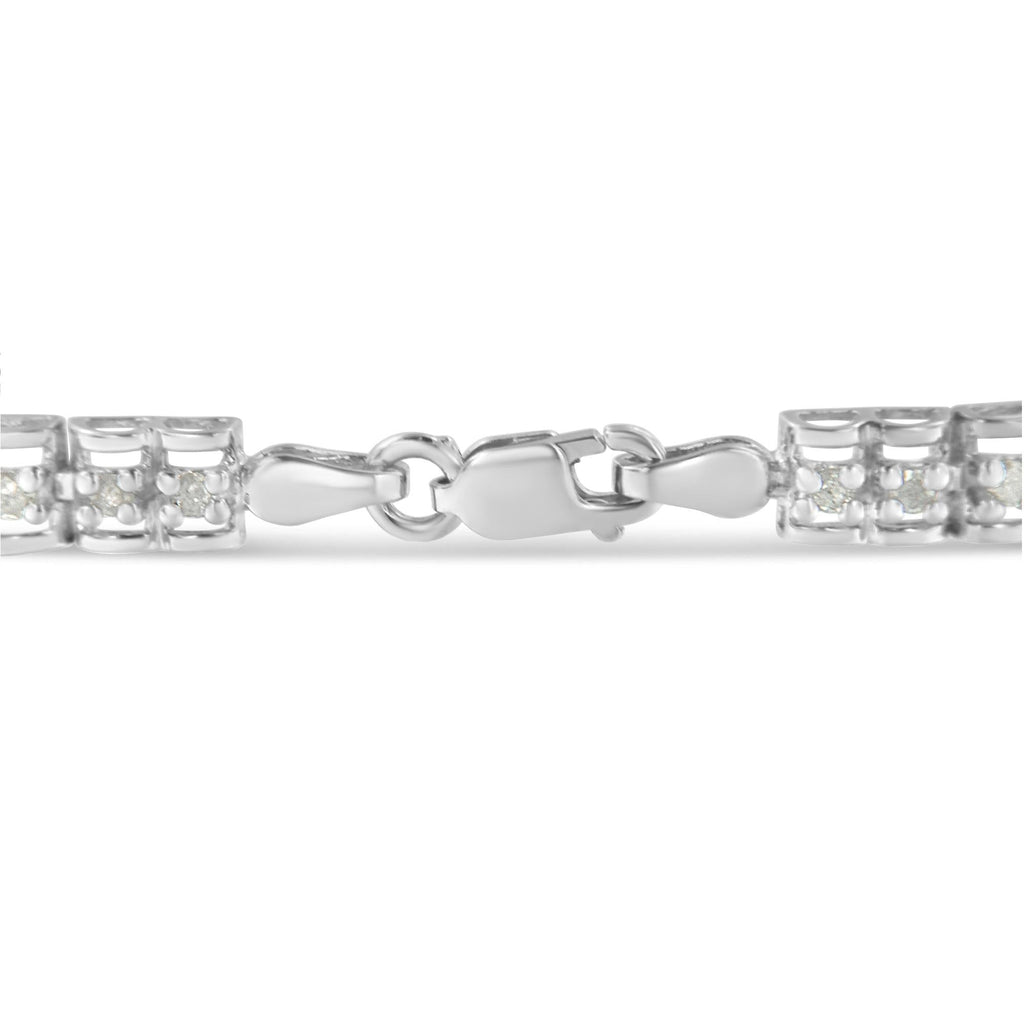Pulsera de tenis de 18 cm con doble eslabón de diamantes en plata de ley 925 (color IJ, claridad I3) - Friggin Jewelry