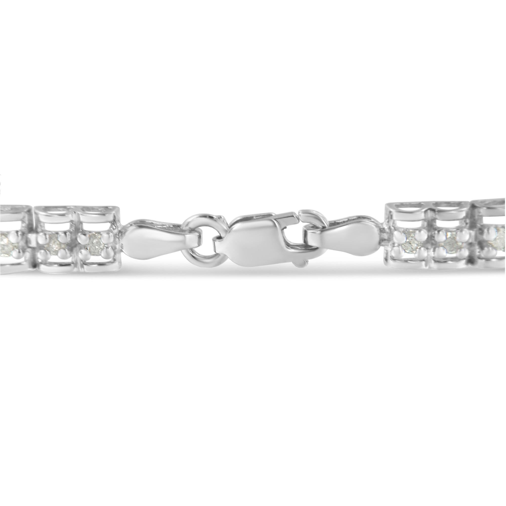 Pulsera de tenis de 18 cm con doble eslabón de diamantes en plata de ley 925 (color IJ, claridad I3) - Friggin Jewelry