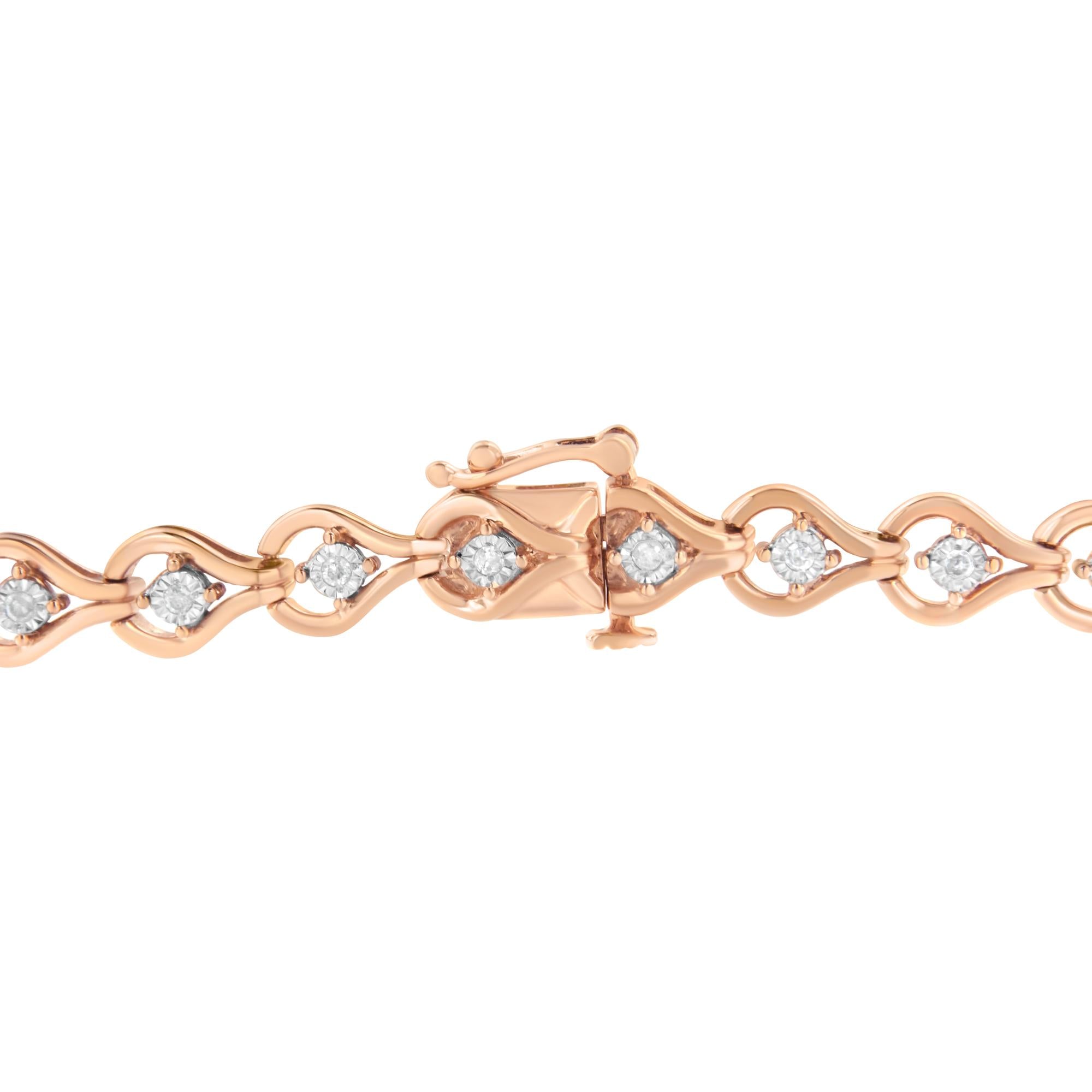 Pulsera de eslabones de 18 cm en forma de lágrima con diamantes de 1/4 ct engastados milagros en plata de ley 925 (color IJ, claridad I3) - Friggin Jewelry