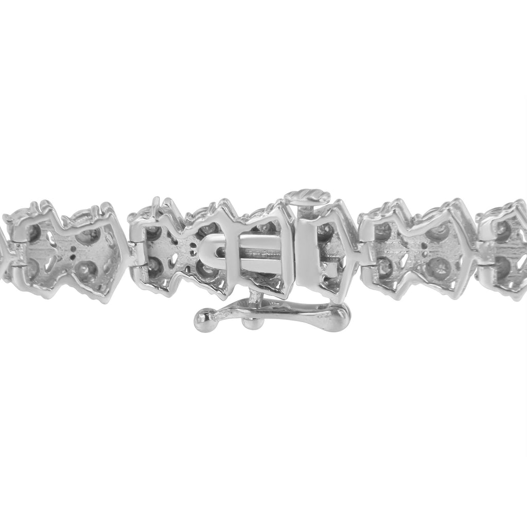 .925 Sterling Silver 1.0 cttw Diamond "Arrow" Shape Tennis Link Bracelet (I-J Color, I3 Clarity) -7.25" - Friggin Jewelry