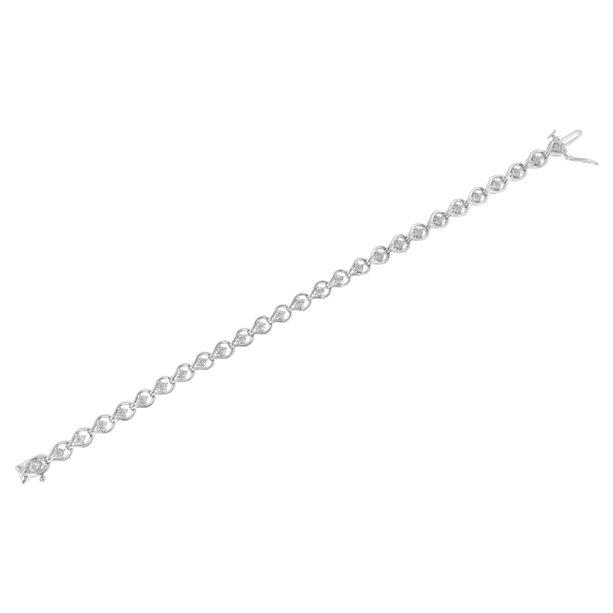 Sterling Silver Diamond Link Bracelet (1/4 cttw, I-J Color, I2-I3 Clarity) - Friggin Jewelry