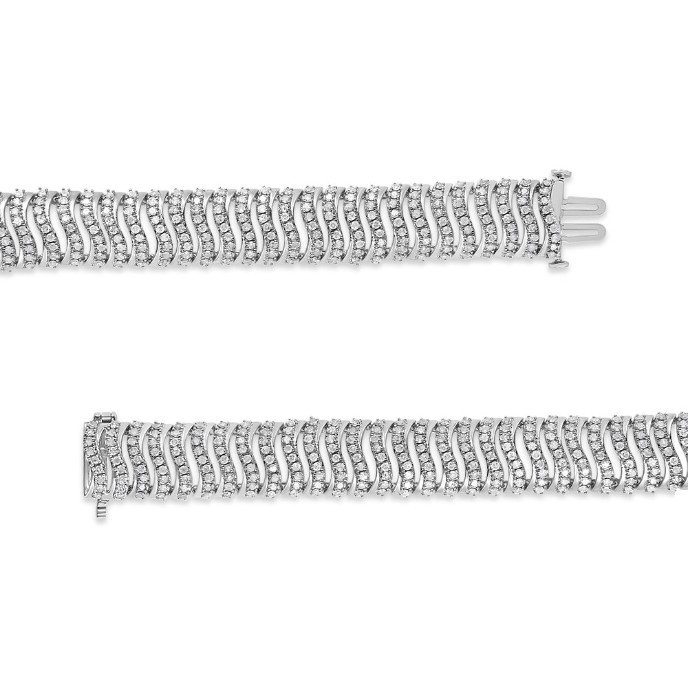 Pulsera de eslabones "S" de diamantes de talla redonda de 5,00 quilates en plata de ley 925 (color IJ, claridad I3) - Talla 7,25 - Friggin Jewelry