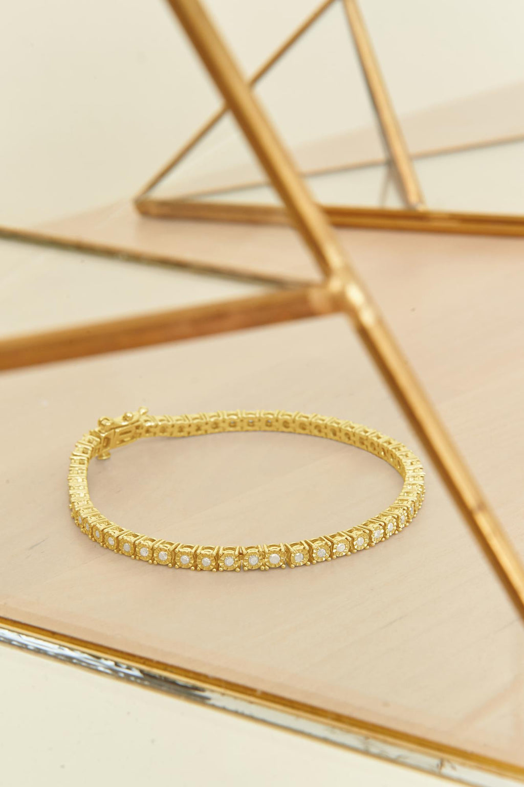 Bracciale tennis in argento sterling 925 con diamanti taglio brillante da 1,0 ct e montatura a sfaccettato (colore IJ, purezza I3) - Friggin Jewelry