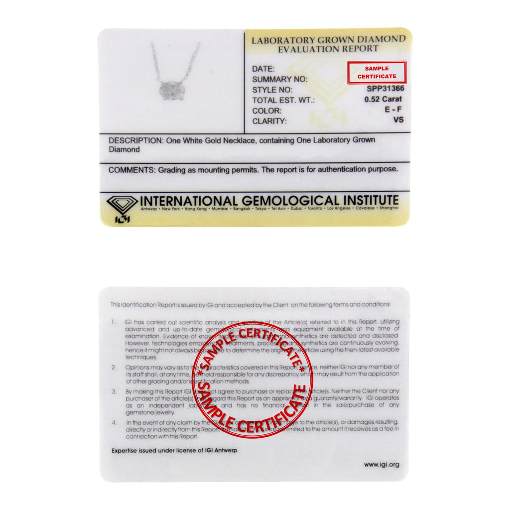 IGI Certified 10K White Gold 1/2 cttw Lab Grown Oval Shape Solitaire Diamond East West 18" Pendant Necklace (E-F Color, VS1-VS2 Clarity) - Friggin Jewelry