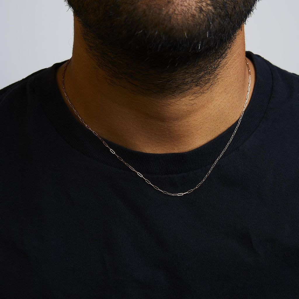 Unisex Solid 14K Gold 1.5mm Paperclip Chain Necklace - Choice of Length and Metal Color - Friggin Jewelry