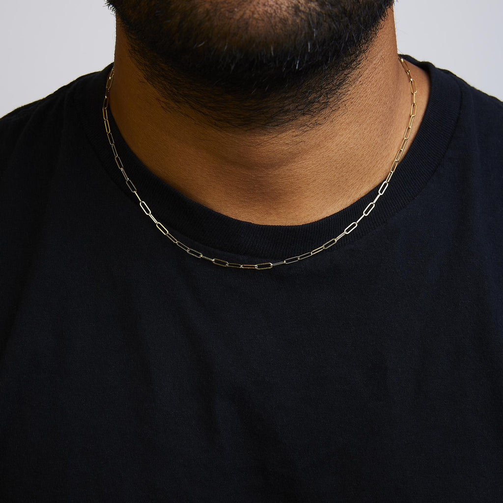 Unisex Solid 14K Gold 2.5mm Paperclip Chain Necklace - Friggin Jewelry